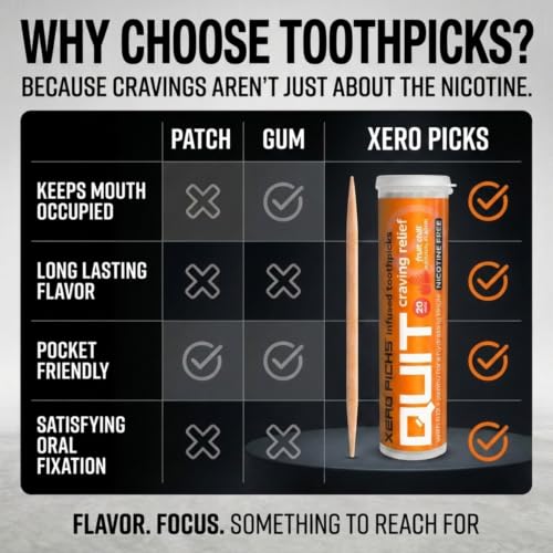 Image of Xero Picks Infused Flavored Toothpicks to Help Quit Smoking - Nicotine Free (Fruit Chill, 3 Pack) Non-GMO Kosher Vegan