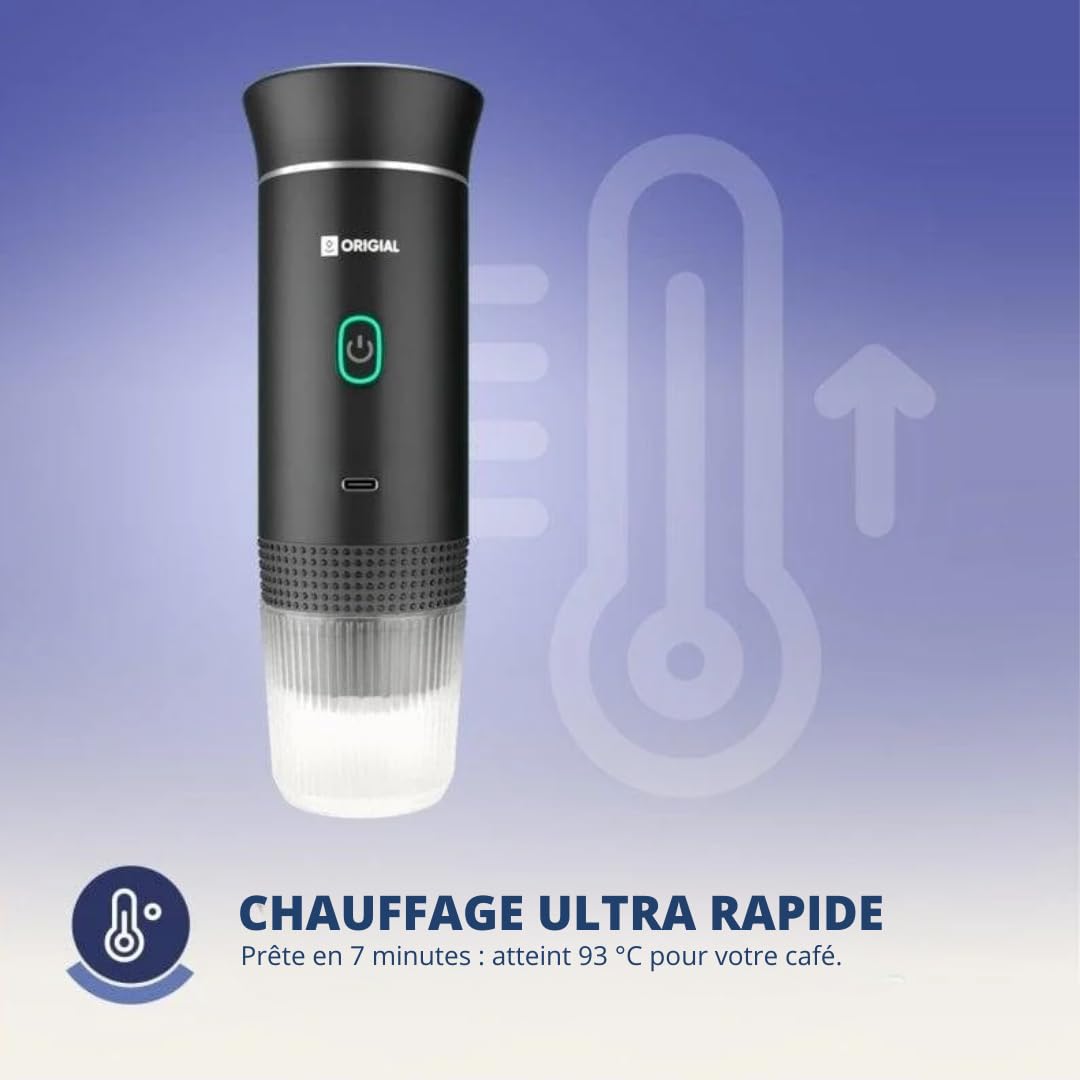 Cafetera Portátil 3 en 1 para Cápsulas y Café Molido, 20 Bares, Batería 7500mAh, Compatible Nespresso y Dolce Gusto, para Viaje, Camping, Coche y Oficina, Negro