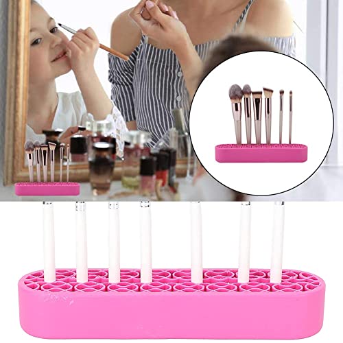 Image of AKOAK 1 Pack Silicone Makeup Brush Holder, Cosmetics Storage Box Desktop Finishing Container, Painting Pen Holder Sewing Craft Organizer (Pink)