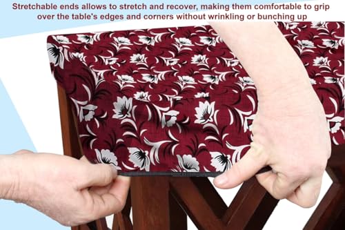 Image of The Furnishing Tree Elastic Rectangular Center Tpoy Table Cover WxL 18x48 in Inches Polyester Floral Pattern Dark Brown