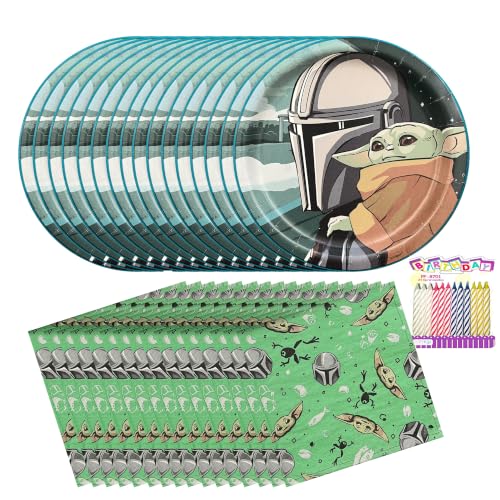 The Mandalorian and Grogu Party Supplies for 16, Dessert Plate & Napkin