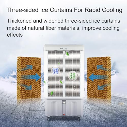 Ventilador Enfriador de Aire evaporativo portátil, Enfriador evaporativo 3 en 1 con Tanque de Agua, 3 velocidades para refrigeración en Exteriores, Patios, garajes e Industria.