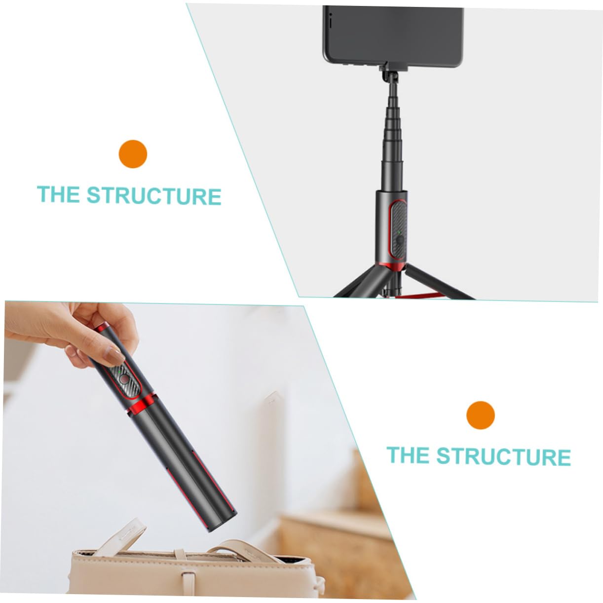 Selfie Stick Treppiede per Smartphone Nero in Lega di Alluminio