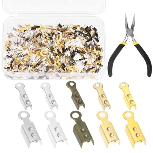 Conector de joyería para pulseras con terminales plegables para asegurar cordones y cintas