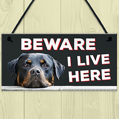 Red Ocean Beware i Live here Rottweiler Hanging