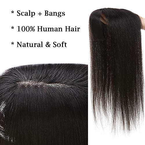 Toupet Silk-co Hair Topper Echthaar mit langem Pony für Damen