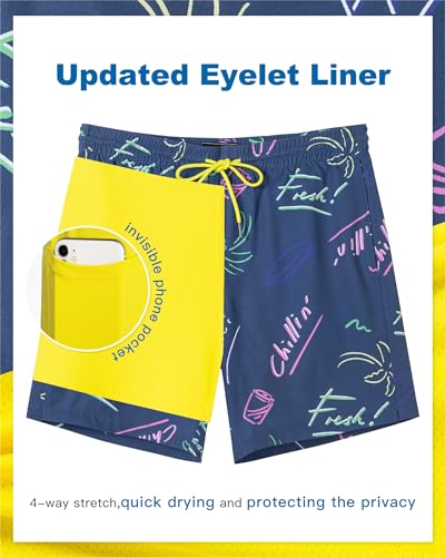 Image of SURF CUZ Mens Swim Trunks with Compression Liner Swim Shorts 7 inch Swimming Trunks Stretch 7 Inch Swim Suits Quick Dry