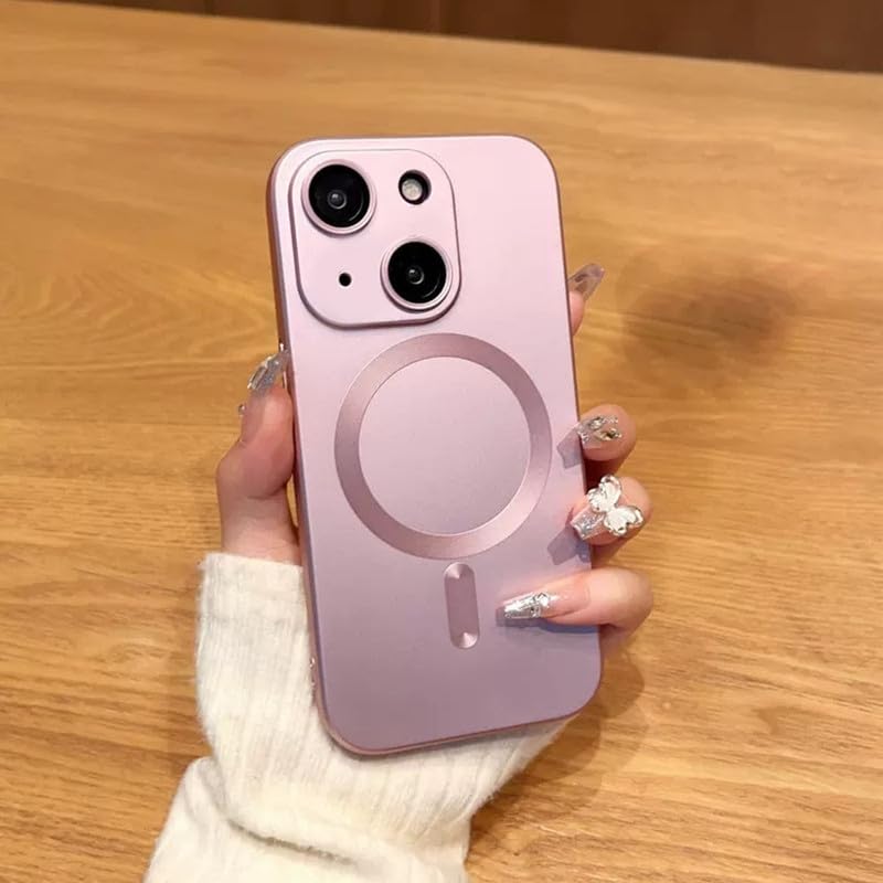 Image of LuxuryKase Premium MagSafe Case for iPhone 15 | Shockproof & Anti-Scratch Cover | Soft Silicone with Wireless Charging | Camera Lens Guard - Rose Gold