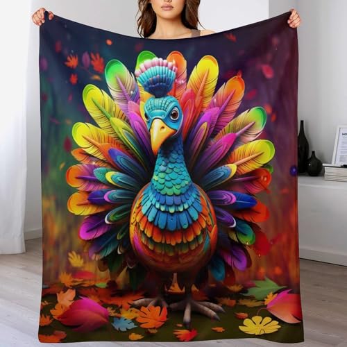 Manta de forro polar de pavo real de 150x200 cm para cama 2