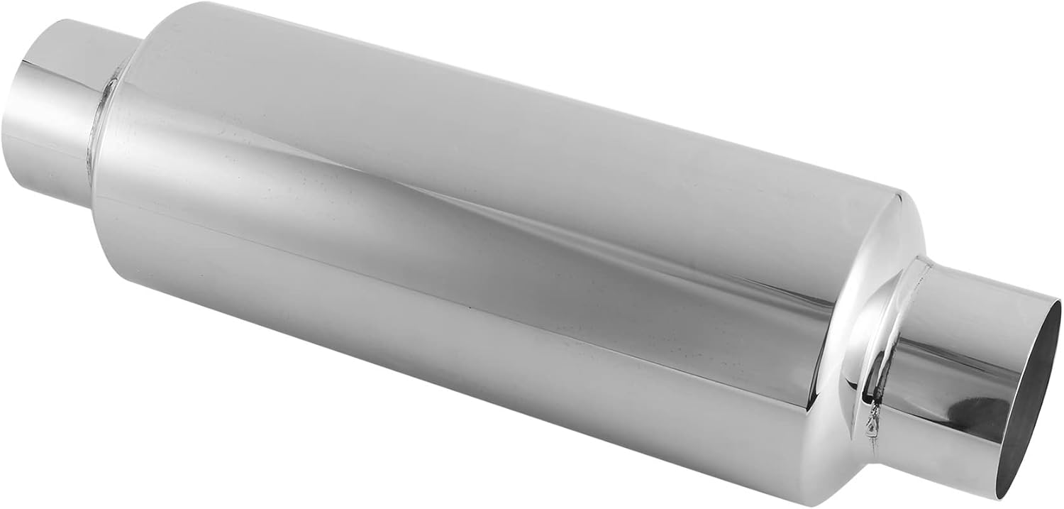 Car Exhaust Muffler 2.5 Inlet Stainless Steel Universal Resonator 12 Long Performance Sound Absorbers