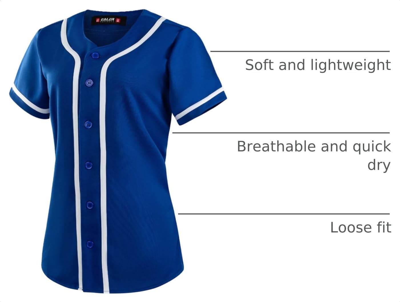 EALER BJW80 Series Women's Baseball Jersey Softball Jersey Button Down Shirts