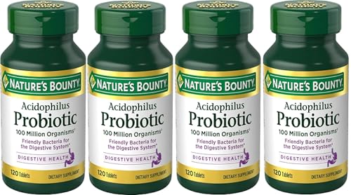 Image of Nature's Bounty Probiotics Dietary Supplement, Supports Digestive and Intestinal Health, Probiotic Acidophilus, 120 Tablets, Pack of 4