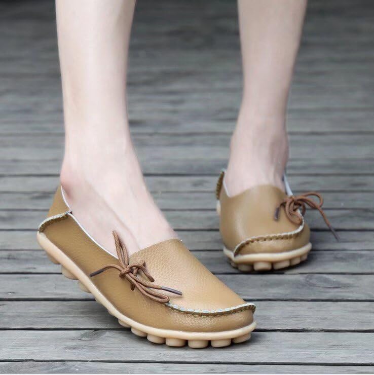 Image of Women's Leather Slipper Loafers Flat Shoes Slip-Ons