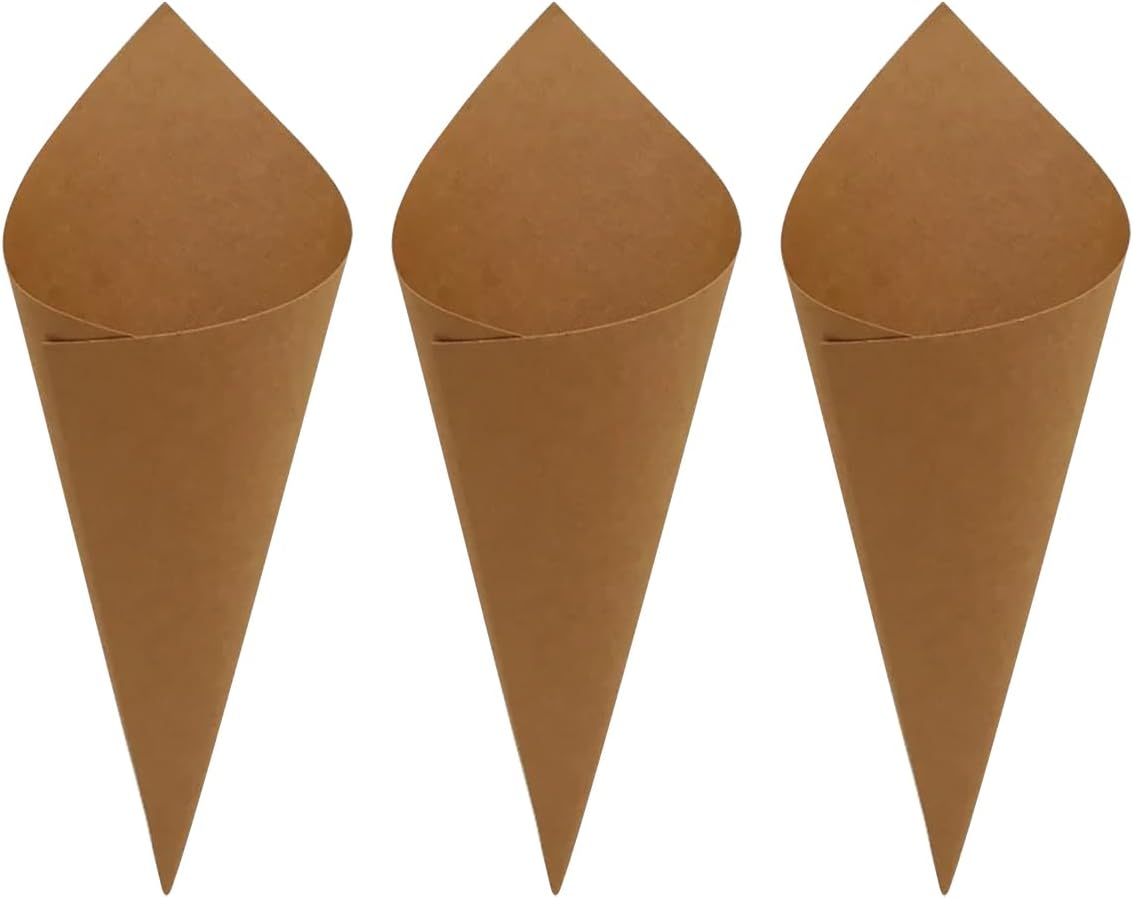 50Pcs Solid White Paper Confetti Cones, Flower Accessories for Wedding Bouquet Favor