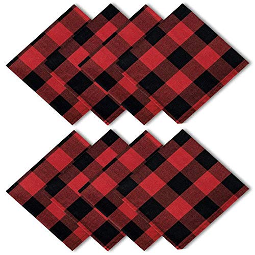 Homes Dining Table Napkins Set | Buffalo Red and Black Checks - Heavy Eco-Friendly Cotton Fabric, Machine Washable for Dinner, Party, Restaurant & Banquet (Set of 8, 20x20 Inches) (B08QH2C3T4) Amazon Price History, Amazon Price Tracker
