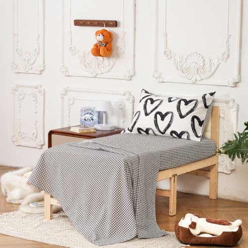 Image of CLOTHKNOW 4Pieces Black and White Toddler Bedding Sets for Boys Girls | Kids Comforter, Love Shaped Pattern Bedding Sets, Soft Cute Comforter Sets, All Season