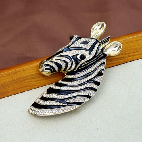 Image of Zebra Head Brooch Pins for Women, African Zebra Brooch Pin, Cute Zebra Animal Brooch Lapel Pin, Bohemian Horse Head Brooches Pins for Women Hat Bag Suit Dress Accessories Jewelry