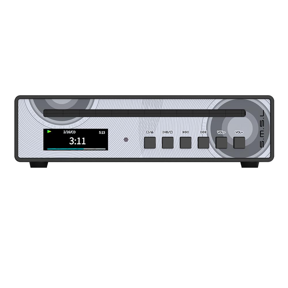 SMSL PL100 PRO wielofunkcyjny odtwarzacz CD, 2 x wysokiej klasy chipy DAC CS43131, obsługuje bezstratne odtwarzanie MQA z pilotem zdalnego sterowania (czarny)