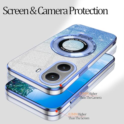 Coque silicone Xiaomi Redmi A5 4G transparente avec anneau de support bleu pailleté - 6