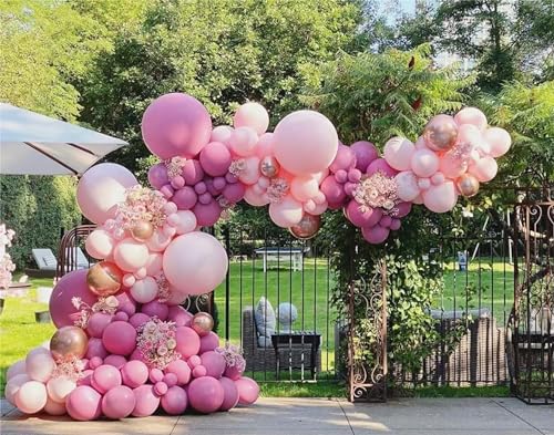 Image of MEBAY Retro Rose Baby Pink Champagne White Sand Balloons Garland Arch Kit, 146Pcs Latex Balloons Different Sizes 18 12 10 5 Inch for Party Decorations, Wedding Backdrop, Birthday, Graduation