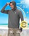 Runhit Fishing Shirts for Men Long Sleeve Hoodie Sun Shirts UPF 50 UV Protection Lightweight Swim SPF Rash Guard Hiking Running Athletic (Large,Charcoal Gray)