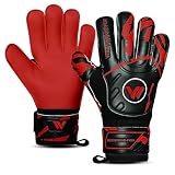 WESTWOOD FOX Rękawice bramkarskie Fingersave, rękawice bramkarskie do piłki nożnej dla dzieci, młodzieży, dorosłych, dłoń z DumboLatex 4+3 mm nadgarstek (CZARNO-CZERWONE, rozmiar 6, odpowiednie dla