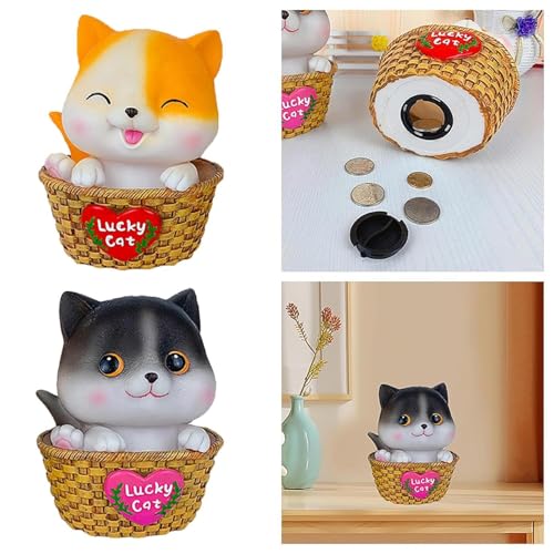 Image of Money Saving Bank with Coin Slot / /Creative Cartoon Design Money Bank / /Plastic Piggy Bank for Boys & Girls (Pack of 1) (Lucky Cat- Black)