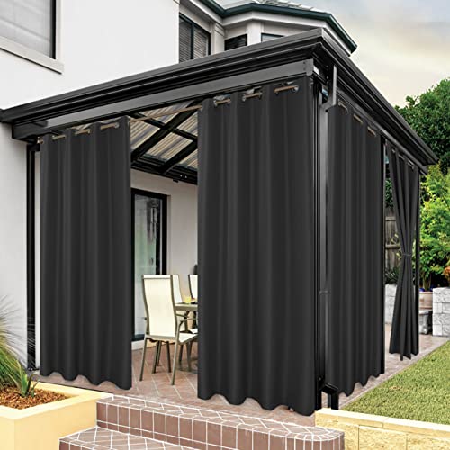 BONZER Waterproof Outdoor Curtains for Patio Porch Pergola Cabana Light Filtering Privacy Grommet Indoor Curtain Panels for Bedroom Living Room, 1 Panel, 54W x 95L inch, Charcoal by BONZER - Used condition - US$21.14