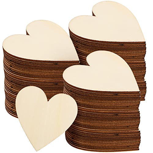NINGWAAN 100 Pcs 3 Inch Wood Heart Circles