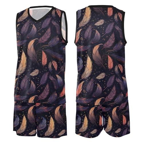 Roupa de verão para meninos de basquete sem mangas roxa pluma para vôlei 5T PP, Pena roxa, P