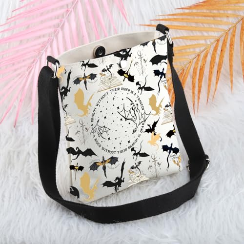 MBMSO FW Merch 4th Wing Inspired Gift for Fantasy Book Readers FW Crossbody Bag for Dragon Rider Fans Gift Dragon Novels Gift4