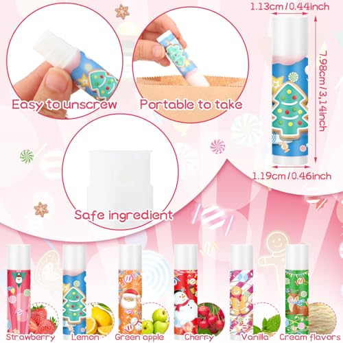 Image of 24 Pcs Candy Themed Lip Balms Christmas Lip Balms Bulk Lip Gloss Honey Flavored 6 Styles Holiday Party Treat Goodie Bags Cute Stocking Stuffers Christmas Gifts for Kids Girls Women