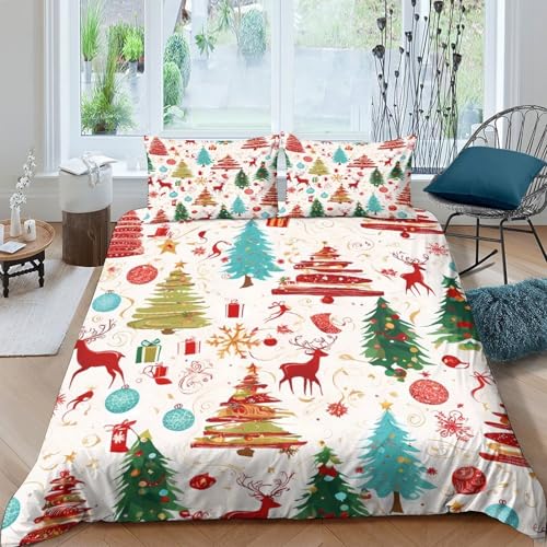 Housse de couette Noël microfibre résistante aux lavages lit king size