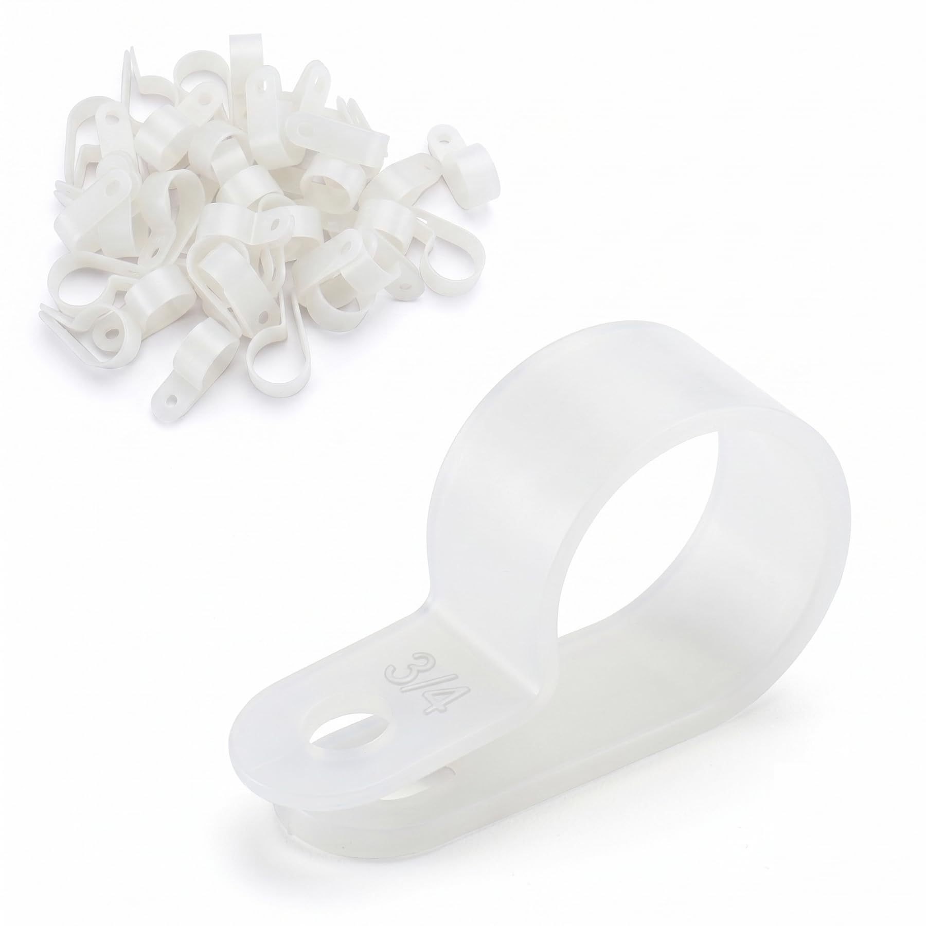 BAOMAIN 3/4-Inch R-Type Cable Clamps, 500-Pack Wire Nylon Wire Management Clips, UC-5 Screw-On Cord Fasteners for Home, Office, and Industrial Use