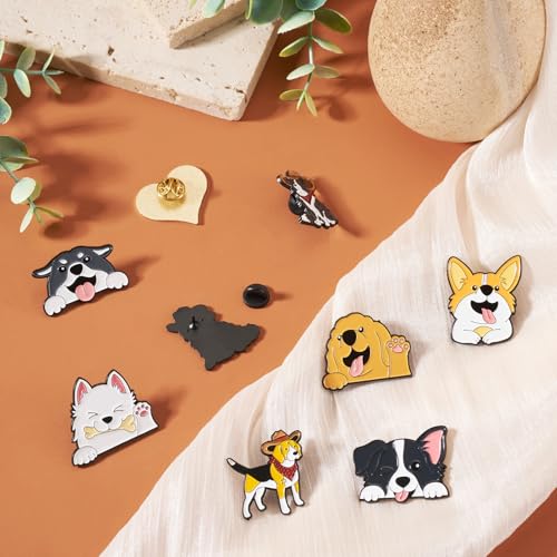 Image of Cheriswelry 9Pcs Pet Theme Enamel Pin Puppy Dog Lapel Pins Cute Animal Brooch Pins 21.5-34mm for Clothes Backpack Bags Hats Decorative Supplies