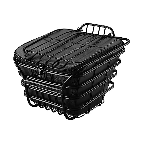 Front Mounted Bike Basket for Shopping and Commuting, Black Flat Tube
