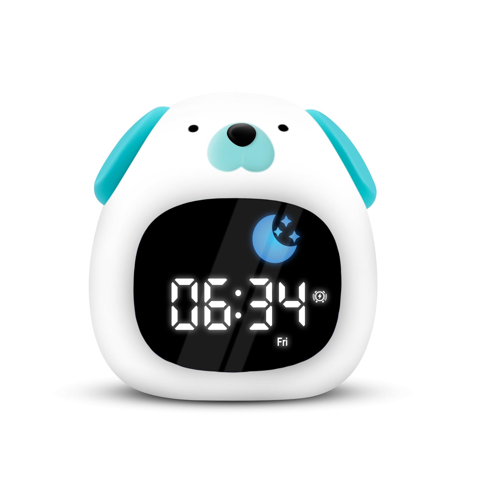 METRONIC 477537 Réveil Enfant Educatif Chien avec Veilleuse Fille Garcon - Affichage Horloge Numérique - Apprentissage Pedagogique Intelligent Jour Nuit - Sur Batterie Rechargeable USB-C