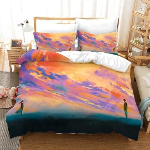 Housse de couette 90x190 enfant microfibre orange avec taie d'oreiller 65x65