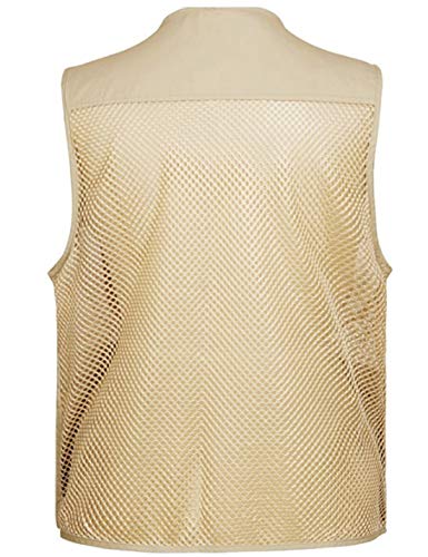 Locachy Men's Summer Outdoor Work Safari Hiking Travel Photo Fishing Vest With Pockets Beige-Mesh S #TOP1