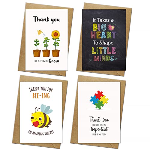 4 Styles Thank You Teacher Card Thank You Greeting Cards Teacher Gifts Nursery Teacher Leaving Gift Christmas Gifts for Teacher Teaching Assistant