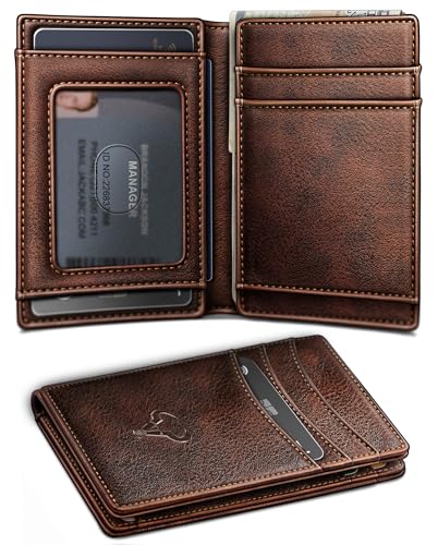 Image of BULLIANT Slim Wallet For Men 12Cards,Magnetic Flip Build-in Money Clip Airtag Compatible-RFID Blocking