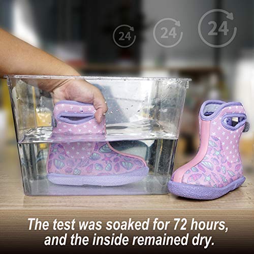 Mcikcc Baby Rain Boots, Waterproof Rubber Boots Con Handle Lightweight Outdoor Boots Multicolored For Infant, Toddler, Girls, Boys, Size 4 #TOP1