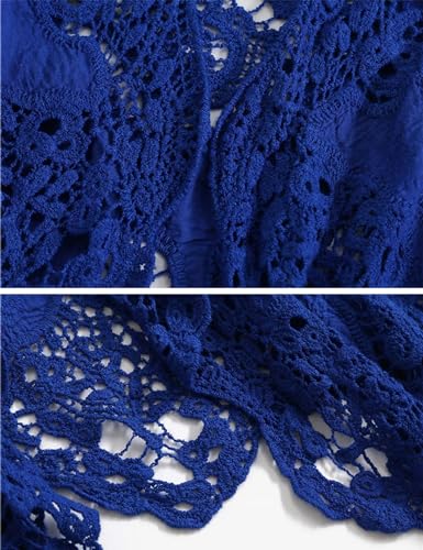 Image of FindThy Women's Hollow Knitting Stitch Cardigan Open Front Draped Boho Hippie Crochet Vest