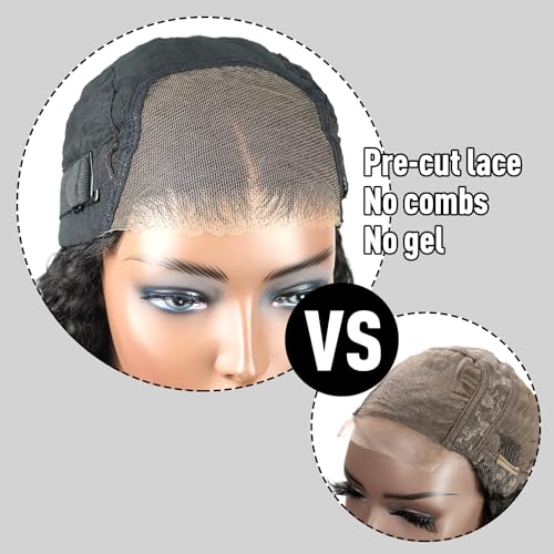 Image of Wear and Go Glueless Wig Deep Wave, Glueless Wigs Human Hair Pre Plucked Pre Cut, 6x4 SKINLIKE Real HD Lace Wig Ready to Wear, 200% Density Lace Front Closure Wigs for Women 26 inch
