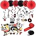 "Rock and Roll" String Decoration Music Party Sock Hop Party Hanging Swirls Decoration Kit Black Red Color SUNBEAUTY