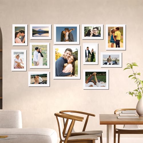 Image of Family Photo Frame Set of 12 for Wall Decor, Wooden Finish Collage Picture Frames for Living Room, Bedroom, Multi-Size Wall Hanging Gallery Frame Set, (7 Set 4x6, 4 Set 6x8, 1 Set 8x10 Inch)