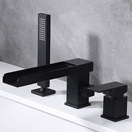 Robinet de baignoire cascade 3 trous au fini chrome brillant et grand débit luxueux