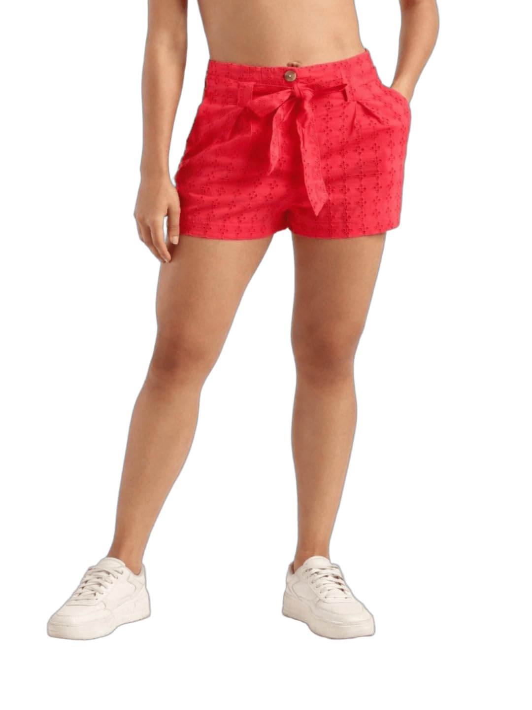 nock regular Women Pink Self Design Regular Fit Casual Shorts-picture-40