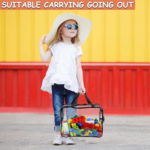 Image of 6 Packs Large Toy Storage Bags with Labels, Reusable Clear PVC Board Game Storage, Travel Waterproof Organizer Bags with Zipper for Building Blocks, Puzzle, Kids Books(3 large & 3 Extra Large)
