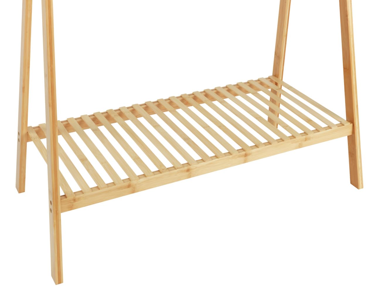 Relaxdays Appendiabiti in Bambù, da Terra, con Rotelle, 2 Mensole per Scarpe, Asta, HLP: 166x84x45 cm, Marrone Chiaro